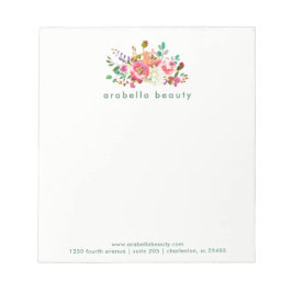 Trendy Waterverf Floral met bedrijfsnaam Notitieblok