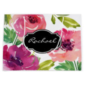 Trendy Waterverf Floral met naam Large Cadeautasje (Voorkant)