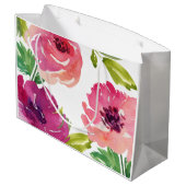 Trendy Waterverf Floral met naam Large Cadeautasje (Achterkant Gekanteld)