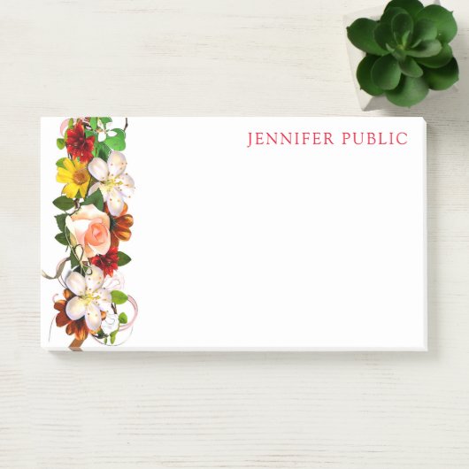Trendy Waterverf Floral Modern Sjabloon Flowers Post-it® Notes (Kantoor)