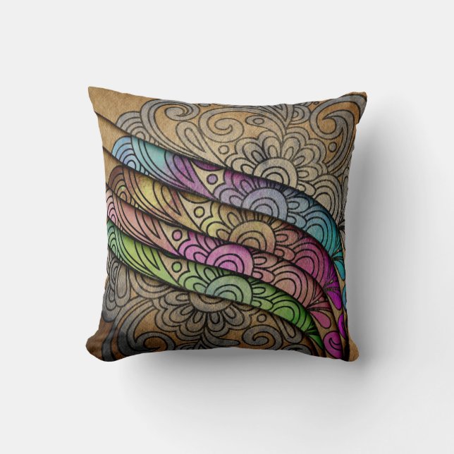 Trendy Waterverf Floral Print Kussen (Voorkant)