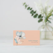 Trendy Waterverf Flower, naam, QR-code, perzik Visitekaartje (Staand voorkant)