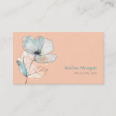 Trendy Waterverf Flower, naam, QR-code, perzik Visitekaartje (Voorkant)