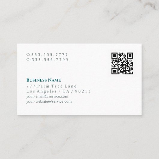 Trendy Waterverf Flower, Naam & QR Code, Wit Visitekaartje (Achterkant)