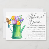 Trendy Waterverf Flowers bruiloft repetitie diner Kaart (Voorkant)