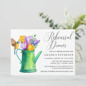 Trendy Waterverf Flowers bruiloft repetitie diner Kaart (Staand voorkant)