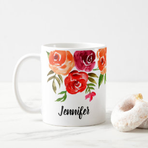 Trendy Waterverf Flowers Personalized Koffiemok