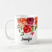 Trendy Waterverf Flowers Personalized Koffiemok (Links)