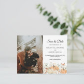 Trendy Waterverf Flowers & Pumpkins Autumn Aankondigingskaart (Staand voorkant)