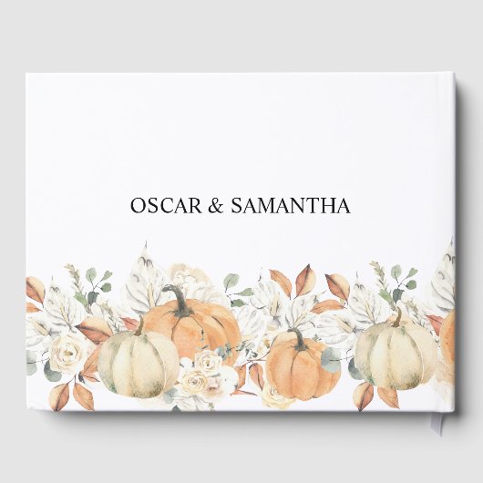 Trendy Waterverf Flowers & Pumpkins Autumn Gastenboek (Achterkant)