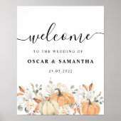 Trendy Waterverf Flowers & Pumpkins Autumn Poster (Voorkant)