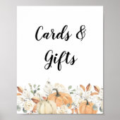 Trendy Waterverf Flowers & Pumpkins Autumn Poster (Voorkant)