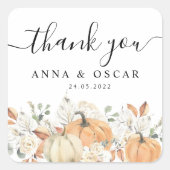 Trendy Waterverf Flowers & Pumpkins Autumn Vierkante Sticker (Voorkant)
