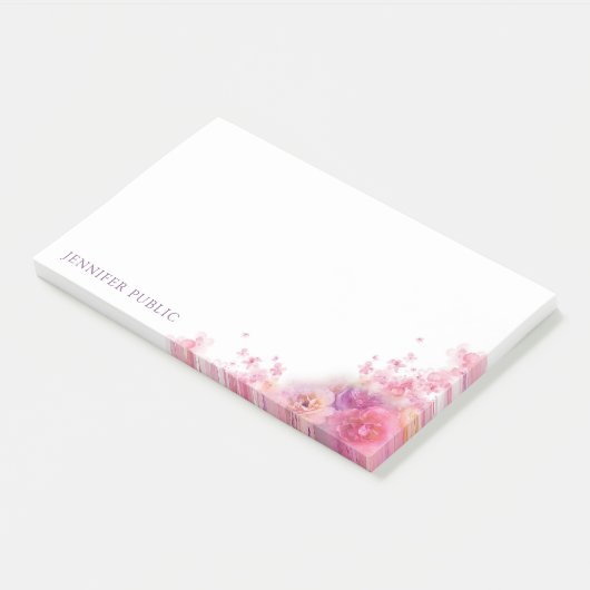 Trendy Waterverf Flowers Rozen Elegant Modern Post-it® Notes (Schuin)