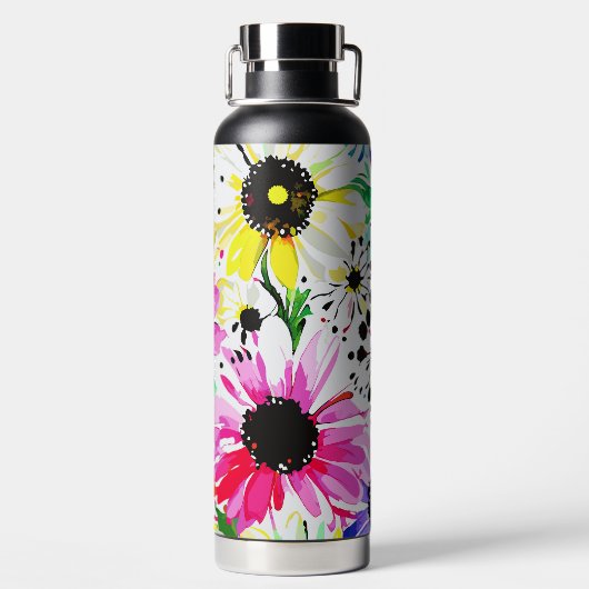 Trendy Waterverf Flowers Waterfles (Achterkant)