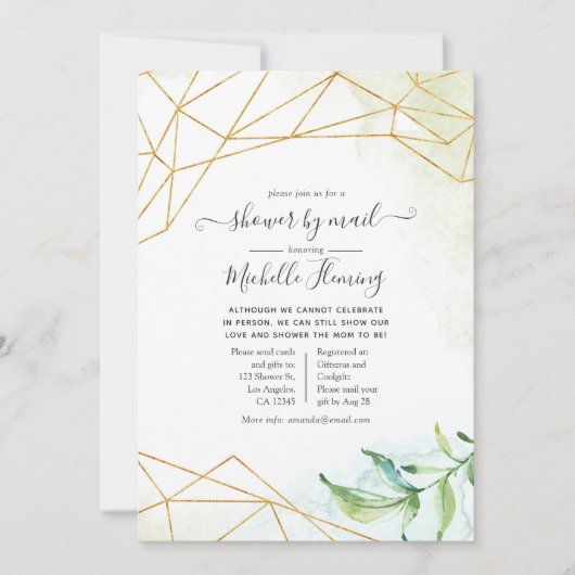 Trendy Waterverf Geometric Baby shower by Mail Kaart (Voorkant)