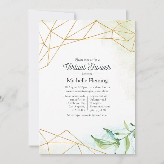 Trendy Waterverf geometrisch virtueel Baby shower Kaart (Voorkant)