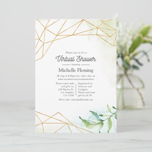 Trendy Waterverf geometrisch virtueel Baby shower Kaart (Staand voorkant)