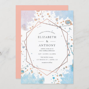 Trendy Waterverf geometrische bruiloft uitnodiging