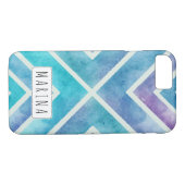 Trendy waterverf geometrische strepen blauw paars Case-Mate iPhone case (Achterkant (Horizontaal))