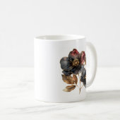 Trendy waterverf gouden zwarte en bordeauxrode blo koffiemok (Voorkant rechts)
