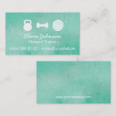 Trendy Waterverf Green Fitness Personal Trainer Visitekaartje (Voorkant / Achterkant)