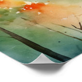 Trendy Waterverf Green Pine Forest Mountain Poster (Hoek)