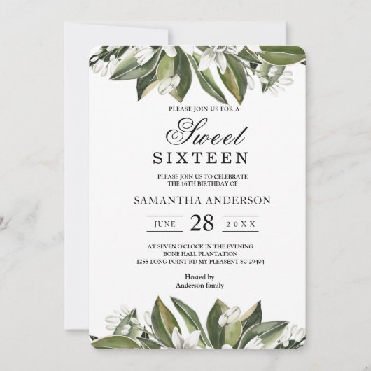 Trendy Waterverf groene bladeren & witte ventilato Kaart (Voorkant)