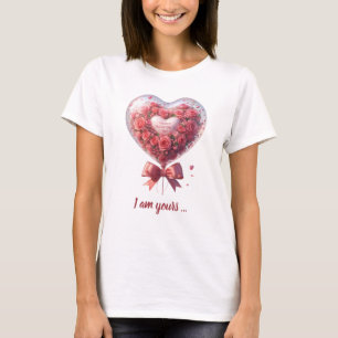 Trendy waterverf hartvormige ballon met rozen t-shirt