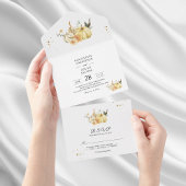 Trendy Waterverf Herfst Pompoen & Bloemen All In One Uitnodiging