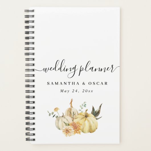 Trendy Waterverf Herfst Pompoen & Bloemen Planner (Voorkant)