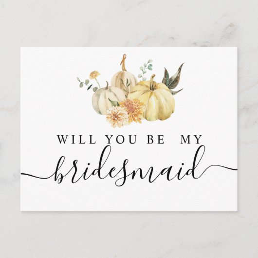 Trendy Waterverf Herfst Pompoen & Bloemen Uitnodiging Briefkaart (Voorkant)