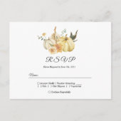 Trendy Waterverf Herfst Pompoen & Bloemen Uitnodiging Briefkaart (Voorkant)