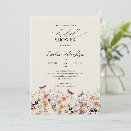 Trendy waterverf herfst wilde bloemen Vrijgezellen Kaart (Staand voorkant)