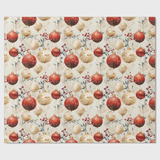 Trendy waterverf kerstbubbels en sterretjes cadeaupapier (Vlak)