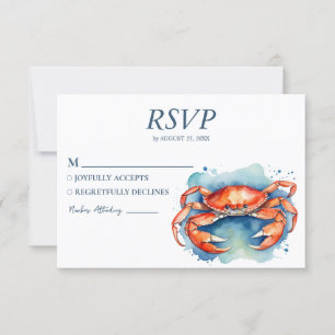 Trendy Waterverf Krab Zeevaart Thema Strand Bruilo RSVP Kaartje