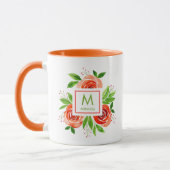 Trendy Waterverf Living Coral Rozen Monogram Mok (Links)