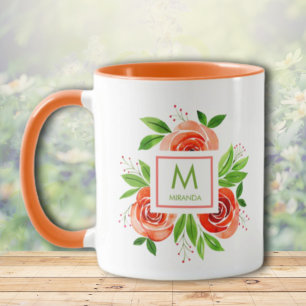 Trendy Waterverf Living Coral Rozen Monogram Mok