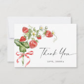 Trendy Waterverf Meadow aardbei Bedankkaart (Voorkant)