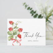 Trendy Waterverf Meadow aardbei Bedankkaart (Staand voorkant)