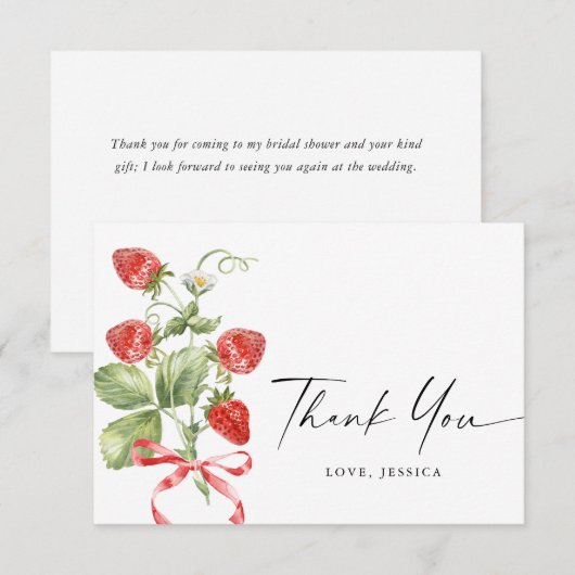 Trendy Waterverf Meadow aardbei Bedankkaart (Voorkant / Achterkant)