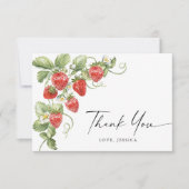 Trendy Waterverf Meadow aardbei Bedankkaart (Voorkant)
