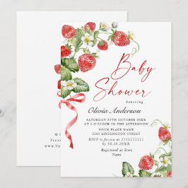 Trendy Waterverf Meadow Strawberry Baby shower Kaart