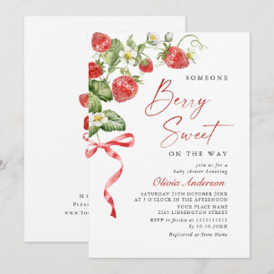 Trendy Waterverf Meadow Strawberry Baby shower Kaart