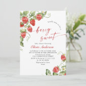 Trendy Waterverf Meadow Strawberry Baby shower Kaart (Staand voorkant)