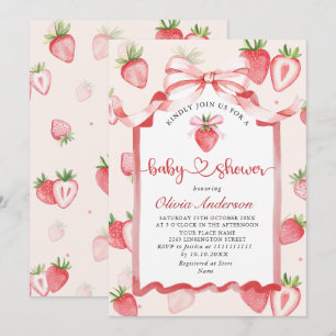 Trendy Waterverf Meadow Strawberry Baby shower Kaart