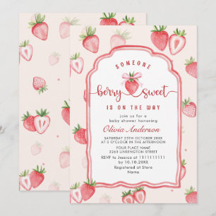 Trendy Waterverf Meadow Strawberry Baby shower Kaart