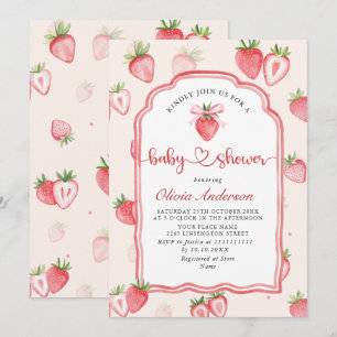 Trendy Waterverf Meadow Strawberry Baby shower Kaart