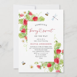 Trendy Waterverf Meadow Strawberry Baby shower Kaart
