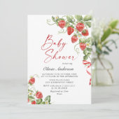 Trendy Waterverf Meadow Strawberry Baby shower Kaart (Staand voorkant)